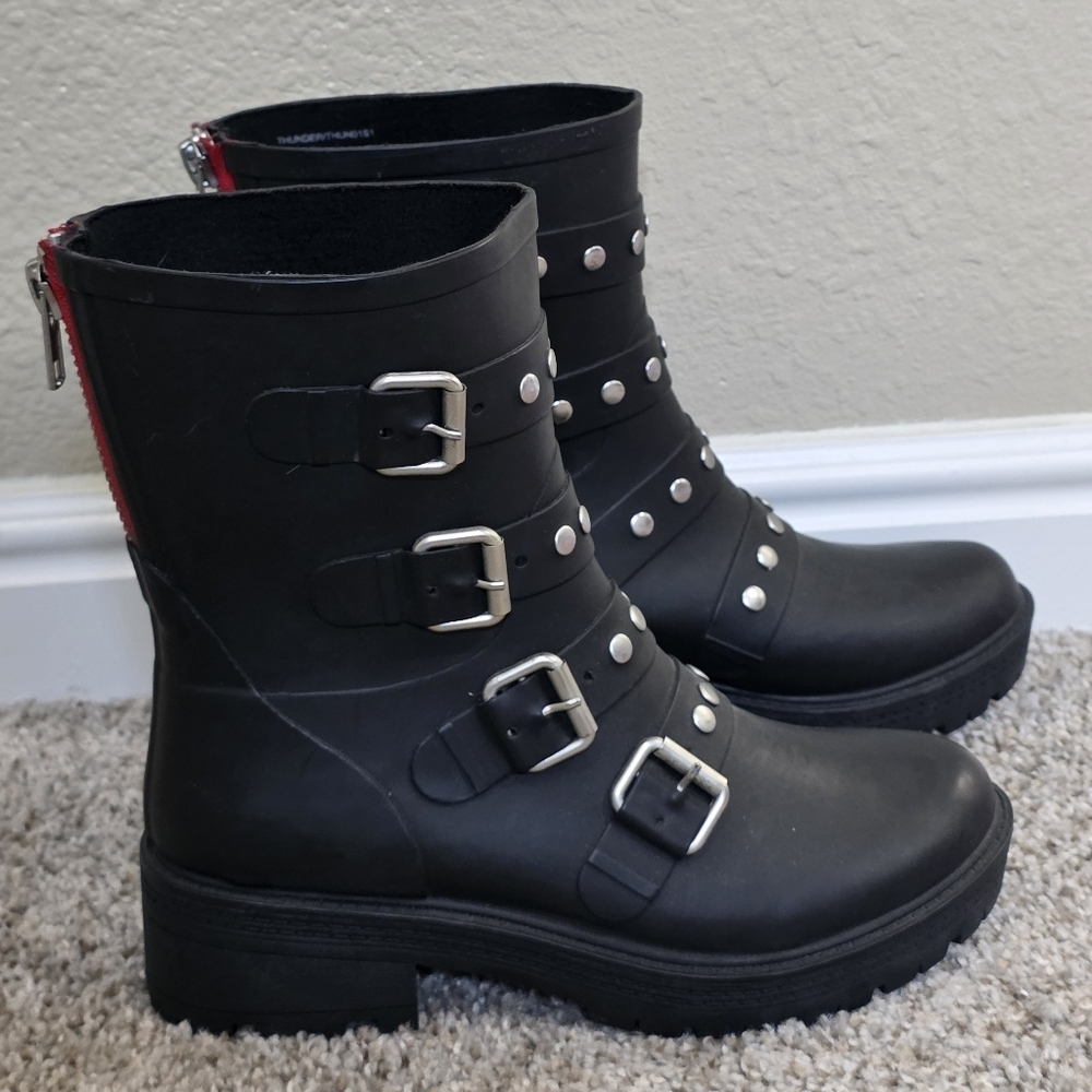 Steve Madden Thunder Rain Casual Moto Boot Womens Size 6 Great Condition - Picture 2 of 8